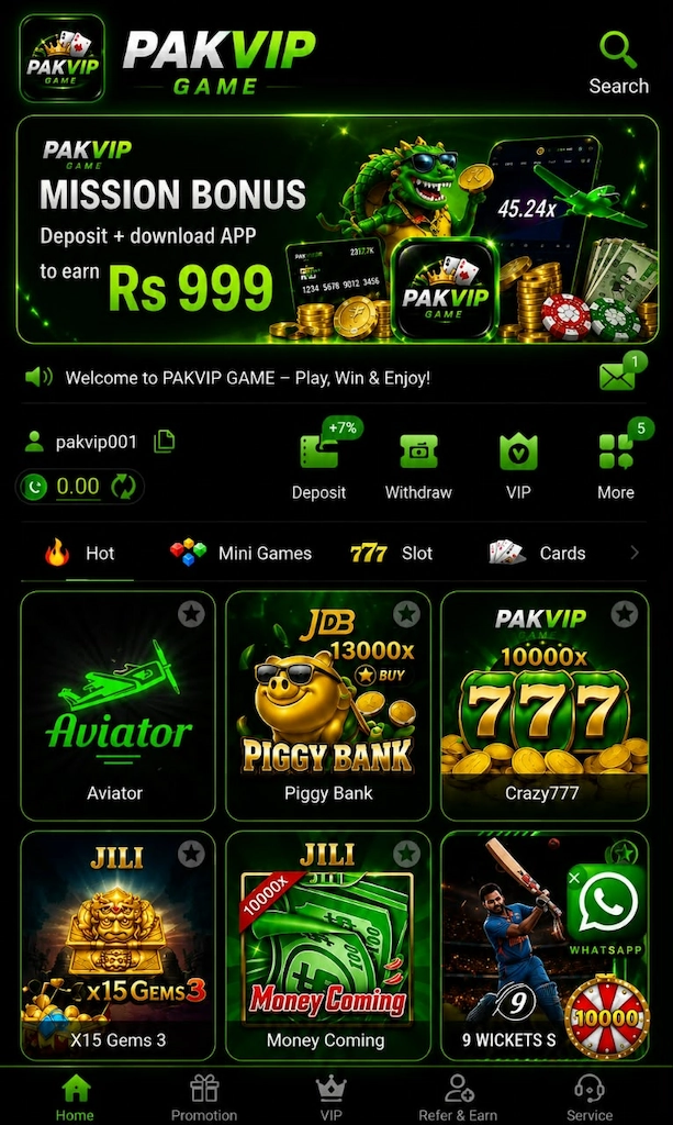 PAKVIP Game features and interface